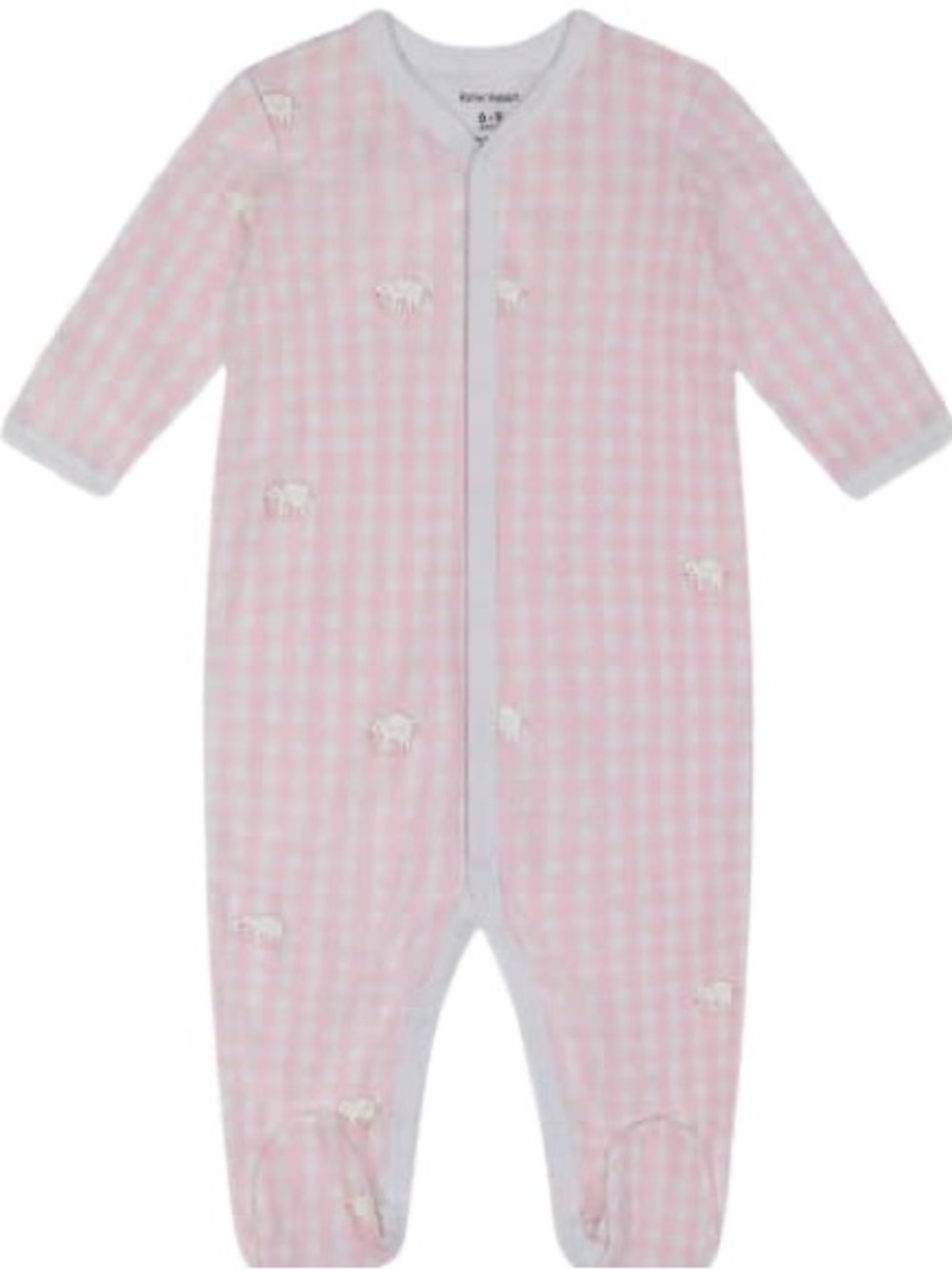 Roller Rabbit Infant Hathi Pink Gingham Footie Pajamas Size 0-3 months